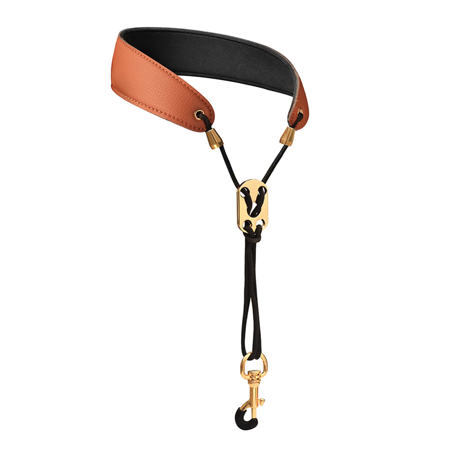 Miwayer Sax Nek Riem Professionele Saxofoon Harnas Lederen Gewatteerde Zachte Hals Sling Voor Bariton Alt Tenor Sopraan Bariton: Champagne
