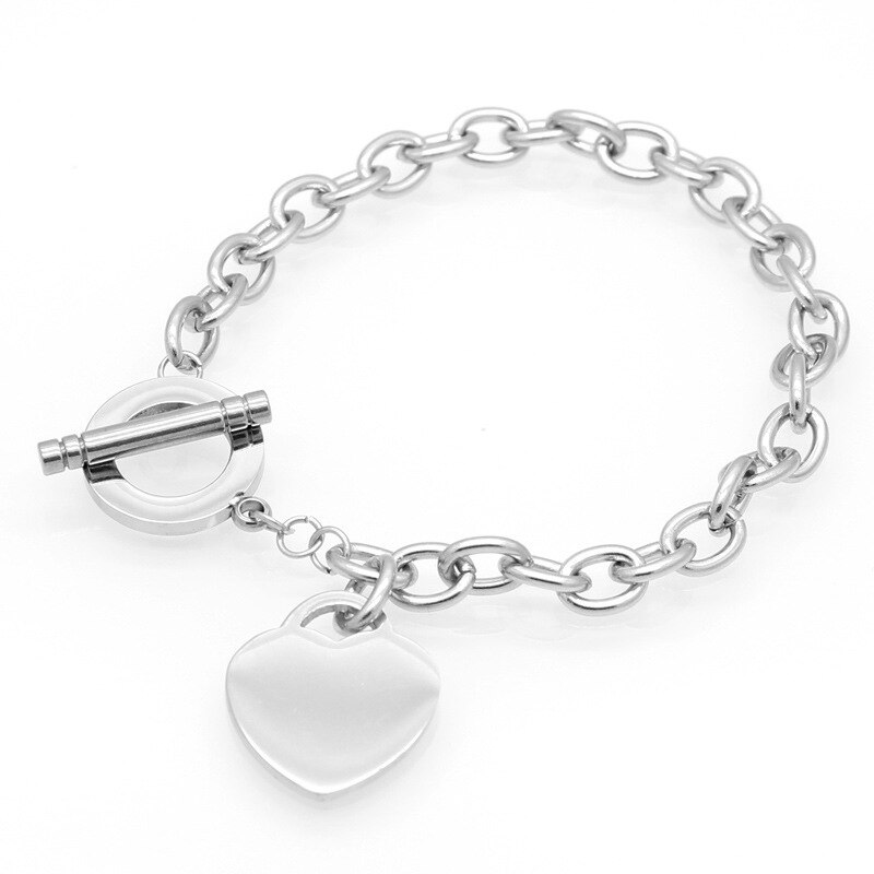 Venda quente fivela design pulseira de aço inoxidável amor coração pulseiras para mulheres rosa ouro cor pulseira femme presente