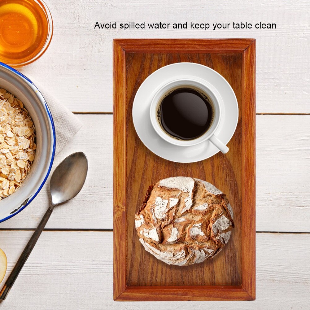 Rectangle Wooden Tray Breakfast Food Dinner Dessert Tea Tray Plate Storage Family Kitchen Accessories Organizer