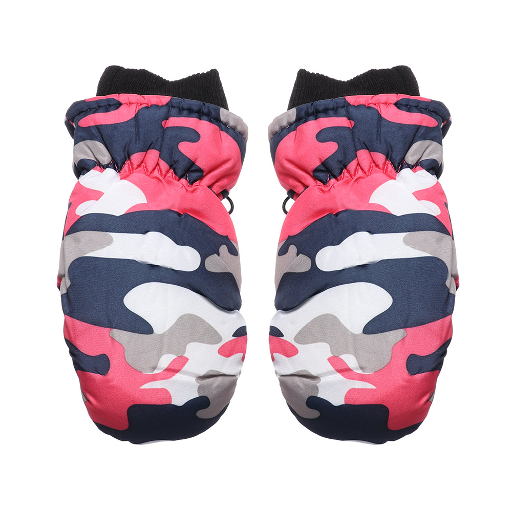 0-5 ans enfants gants de Ski mignon dessin animé bonhomme de neige hiver épais velours tricoté mitaines coupe-vent anti-dérapant Sports de plein air gants: Style2-Rose red