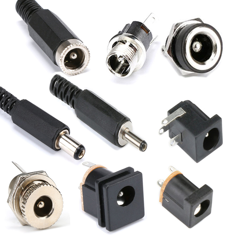 10Pcs DC 5.5x2.1mm 3.5x1.3mm 2.1 2.5 Connectors DC Power Plug Male Female Jack Socket Nut Panel Mount DC Power Adapter Connector