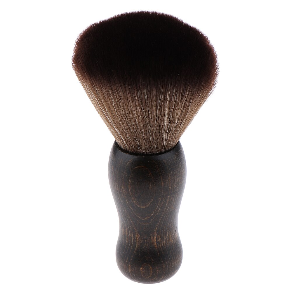 Plumeau doux pour le cou, brosse propre pour coupe de cheveux, Salon de coiffure, poignée en bois