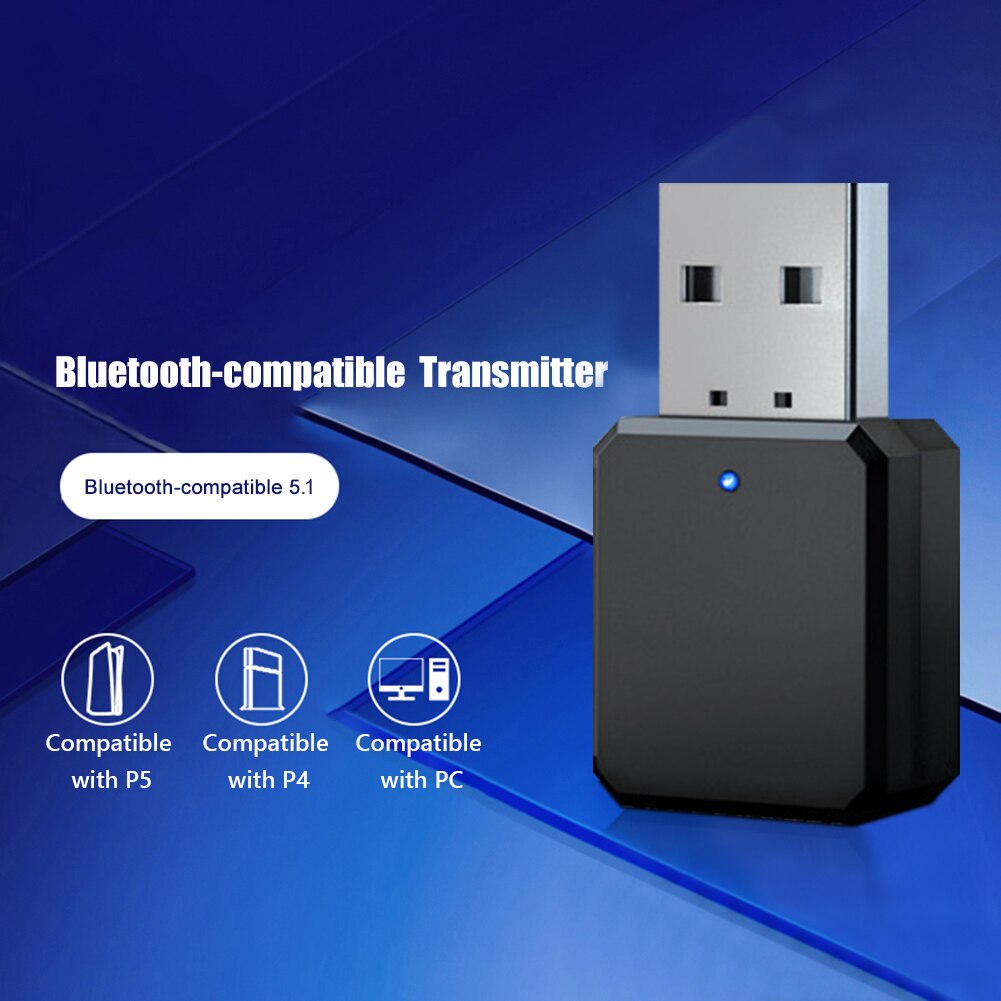 Wireless USB Bluetooth-compatible Adapter 5.1Transmitter Receiver Dongle 3.5mm AUX For PS5 PS4 Laptop Phone for Car Handsfree