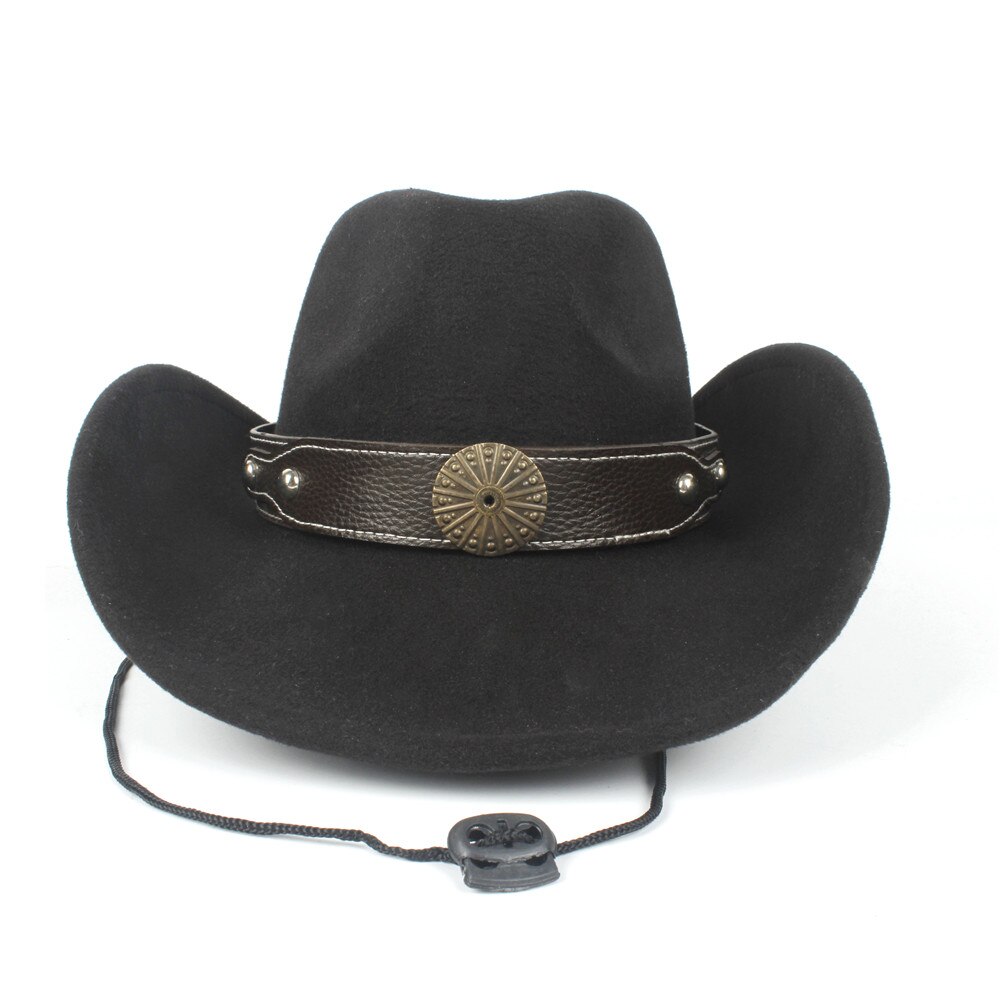 Sombrero de vaquero occidental con agujeros para Hombre y mujer, Sombrero de lana, color negro, para Jazz, ecuestre