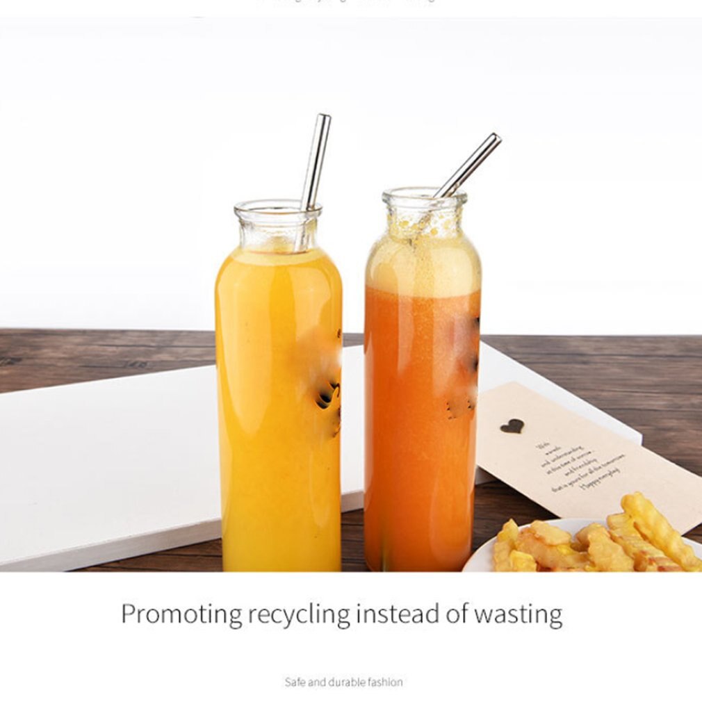 304 Stainless Steel Scratch-Resistant Straw Set Paper Card With Cleaning Sweep Curved Stainless Steel Straw Set