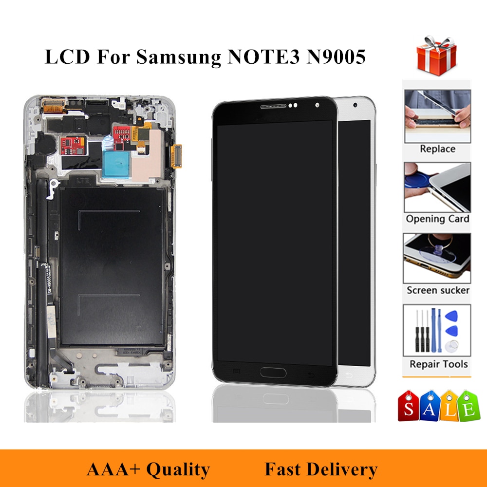 Lcd-scherm Voor Samsung Galaxy Note 3 N900 N9005 N900A N900V Lcd Touch Screen Digitizer Vergadering Met Frame