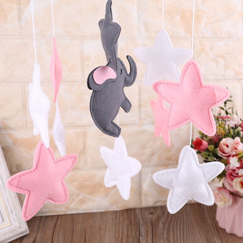 Baby Crib Felt Stars Musical Mobile Rattle Infant Cot Wind Chime Bed Bell Toys Kids Room Hanging Decor