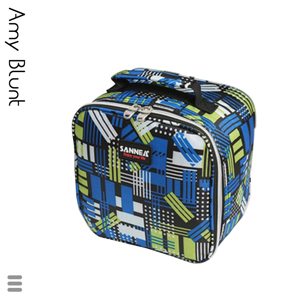 Small Capacity Insulation Bag Simple Outdoor Children Ice Bolsa Harajuku Print Picnic Portable Cooler Tote CL697-2: Blue-green