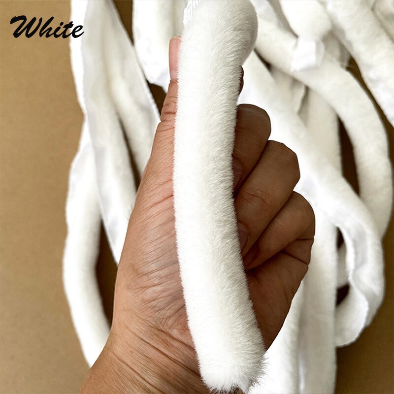 Gør-det-selv lodne tilbehør bånd kunstig kaninpels syning trimning bånd jakke tapes gør-det-selv kostume håndværk beklædningsgenstand kantsko 1m: Hvid
