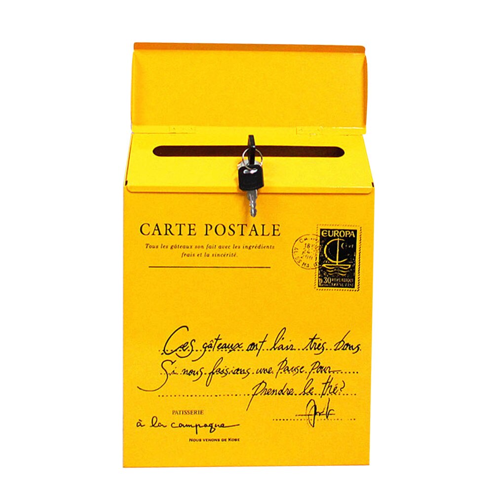 Metal Mailboxes Door Outdoor Wall Mounted Mail Box Letter Newspaper Magazine Postbox with Key Home Decoration Garden Supplies: Yellow