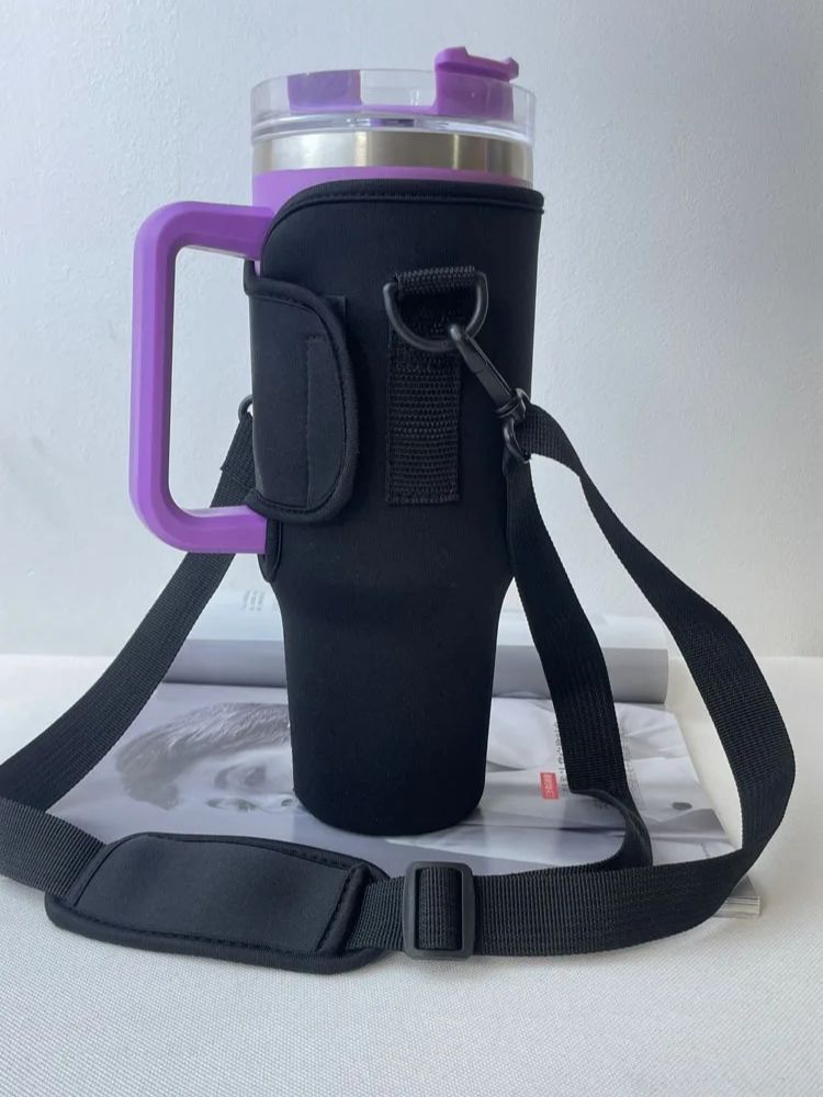 30/40 oz.  nonpareil muggfodral för stanley quencher muggfodral med justerbar axelrem sugrörshållare för vattenflaska: Svart