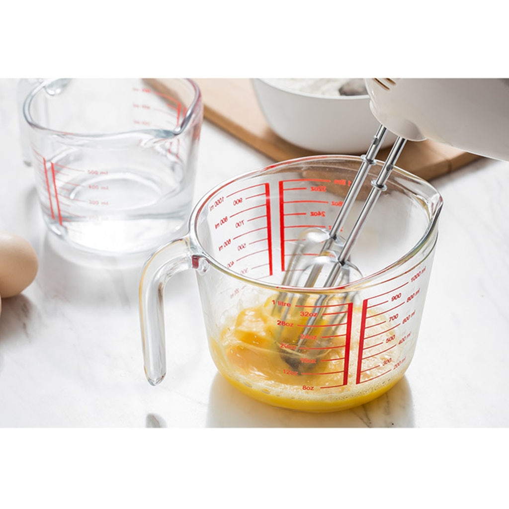 High-end 500 ml (0.5 liter , 2 kop), hærdet glas målebæger klar