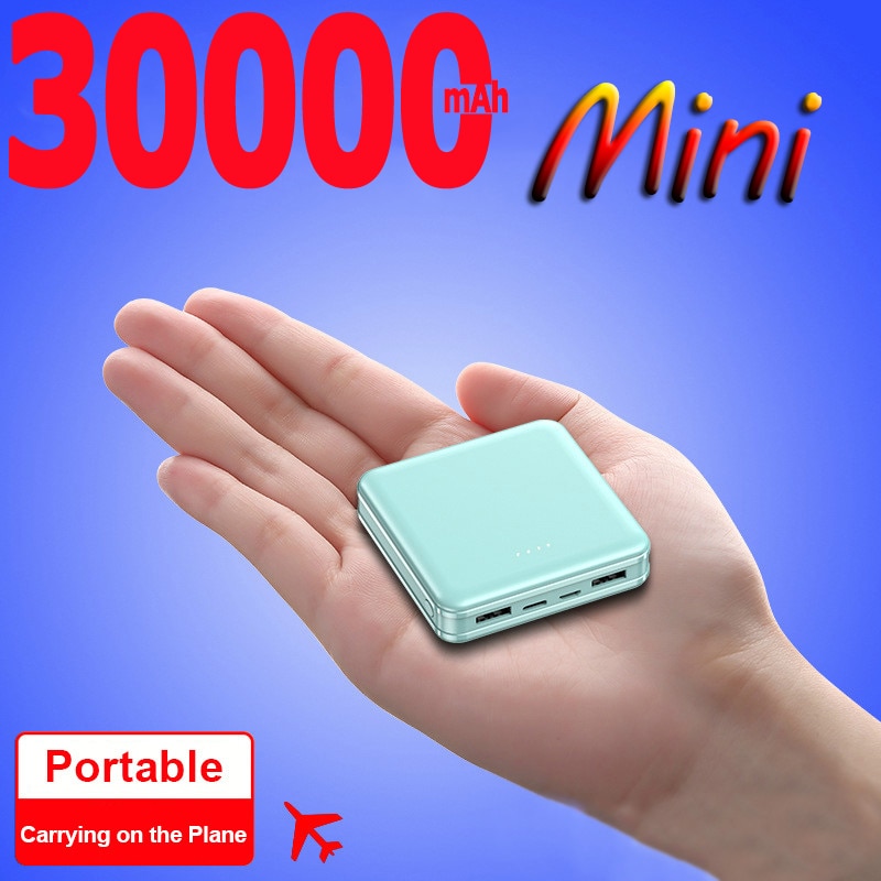 Mini Energie Bank 30000mAh Tragbare Quadratische Batterie Anzeige draussen Reise Schnelle praktisch Ladegerät für Xiaomi Samsung
