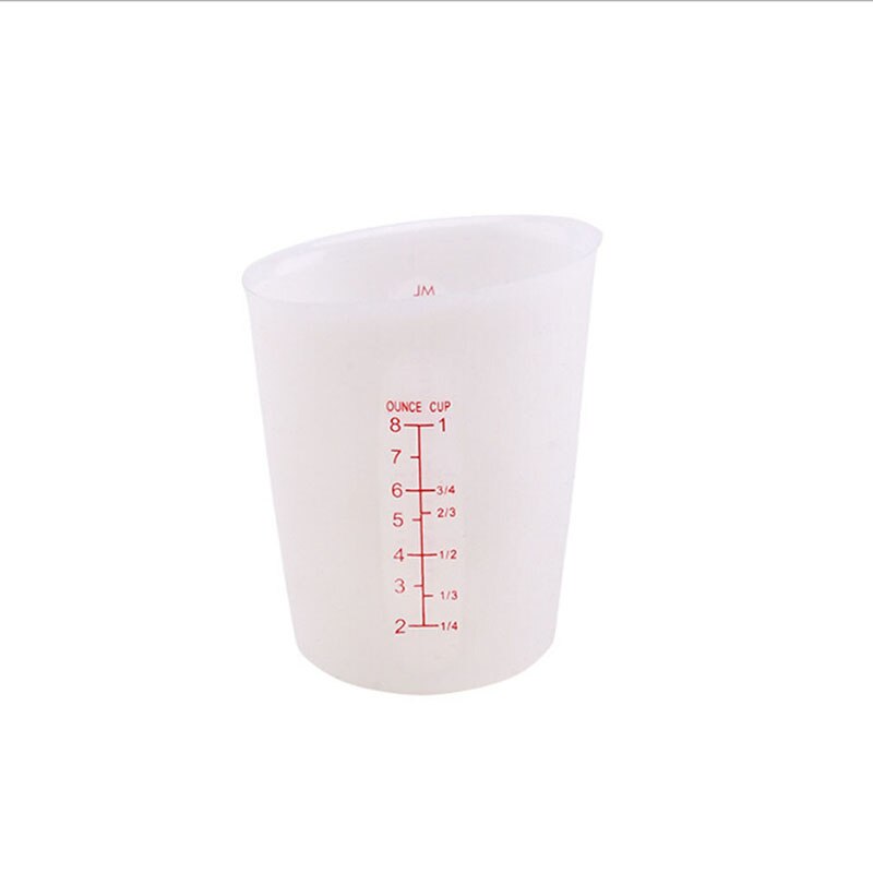 1 ud. Taza medidora de silicona para alimentos de 250ml vaso graduado utensilios medidores de cocina para hornear copas lindas de Color sólido: White
