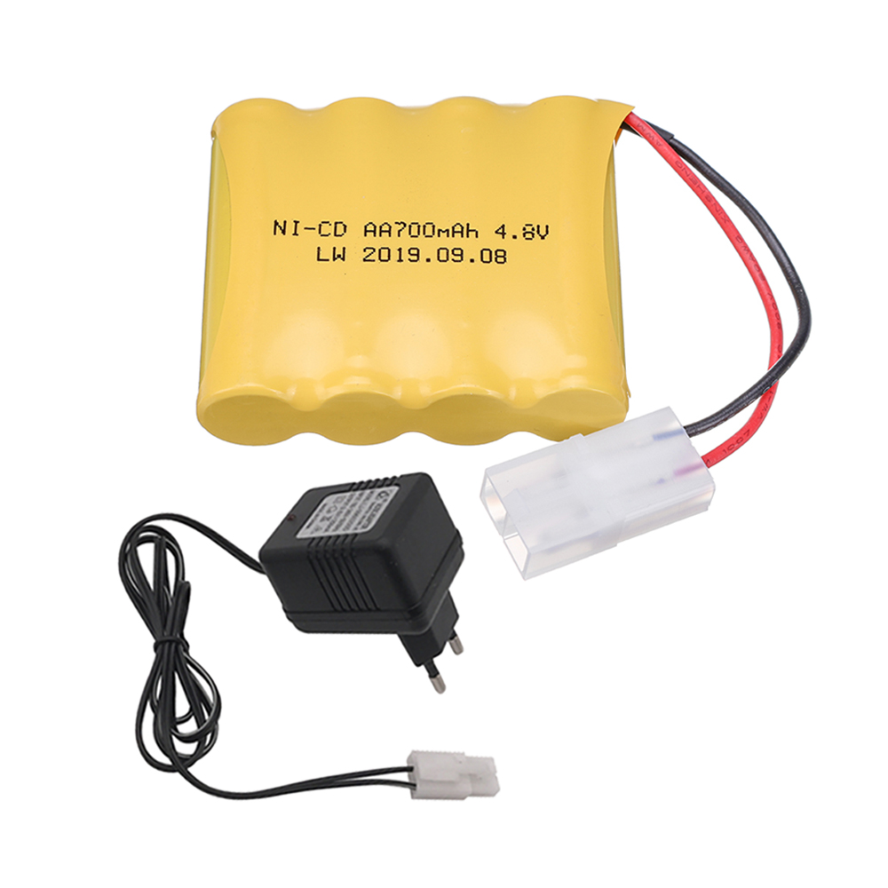 Batería recargable para juguetes eléctricos de control remoto, cargador de 4,8 V, 4,8 mAh, AA, para coche, camión, tanque, barco, enchufe TAMIYA, NI-CD, 700 V: Verde claro