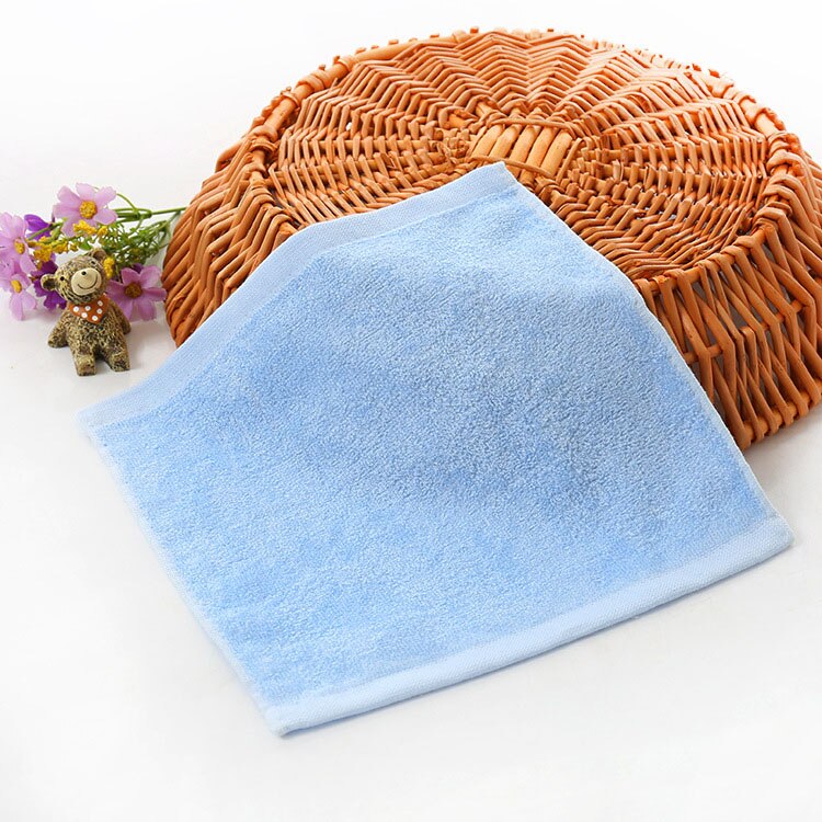 2pcs Kindergarten Kids Children Solid Color Skin-friendly Handkerchiefs Bamboo Fiber Wash Face Hand Towel FS0587: blue