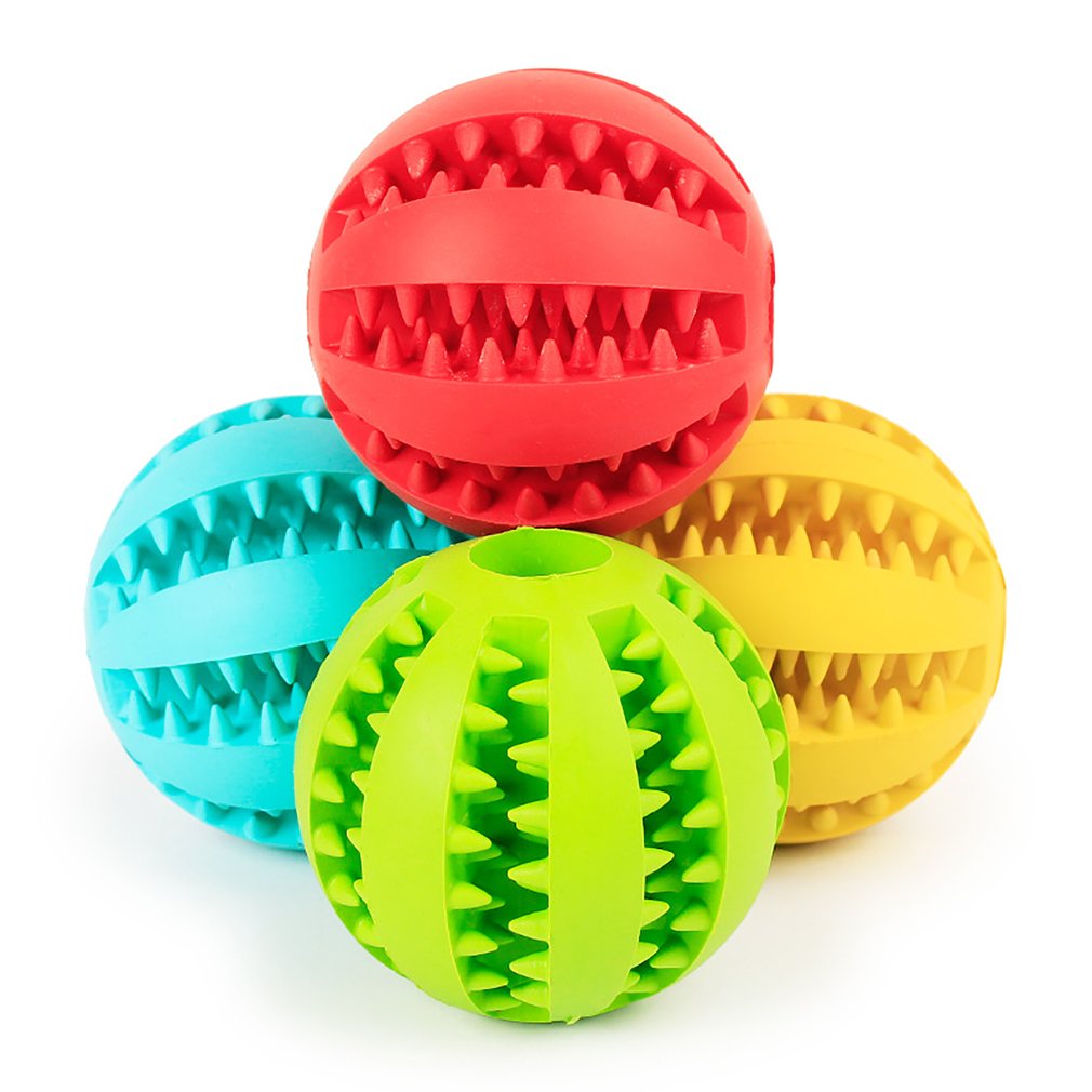 Dog Ball Toys for Pet Durable Non-Toxic Strong Teeth Cleaning/Chewing/Playing IQ Treat Ball Dog Chew Toy Soft Rubber Ball