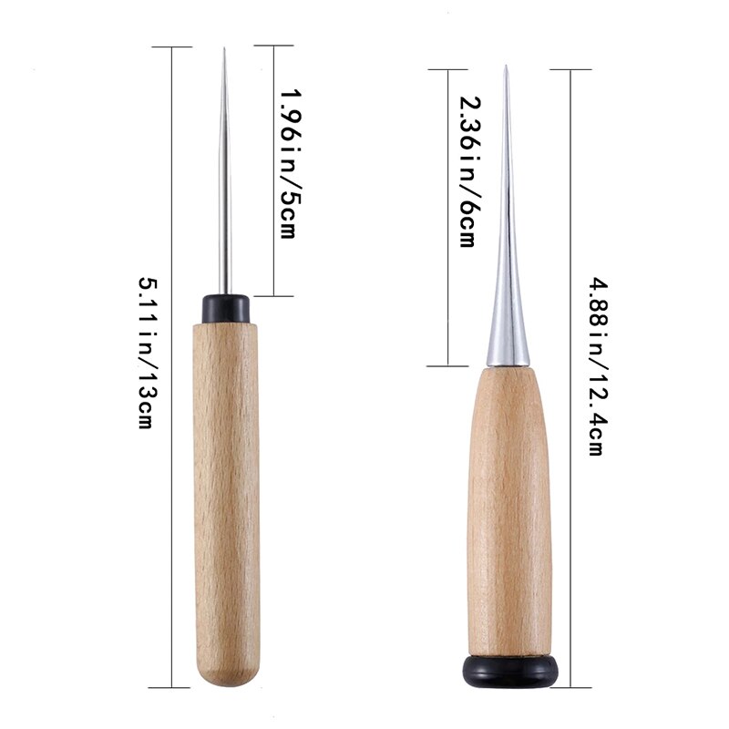 Nonvor Leather Awl Wooden Handle Sewing Awl Canvas Leather Tent Shoes Sewing Awl Leather Craft for Leather Hole Punch Stitching