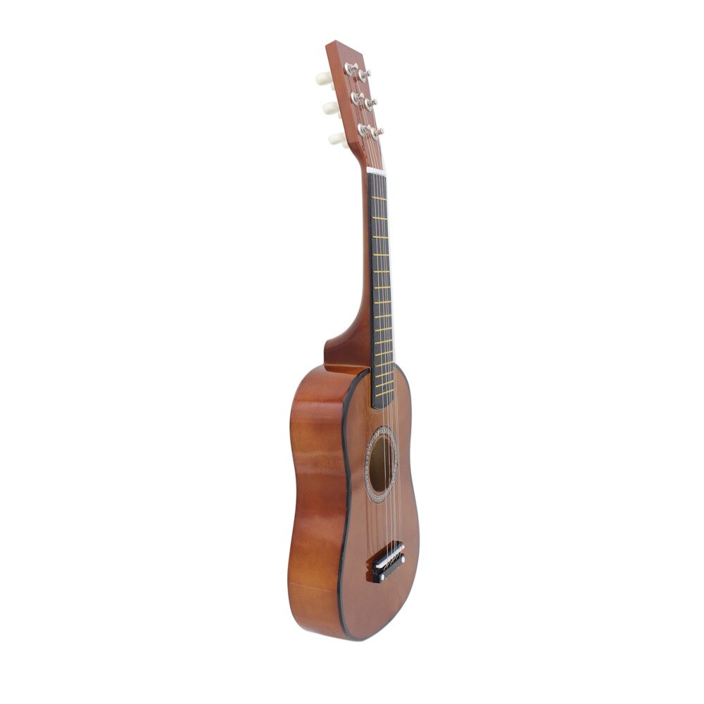 23 Inch Kleine Gitaar Zes-String Houten Gitaar Beginner Massief Houten Kleine Gitaar Kan Spelen Voor Kinderen Beginner Pick + String: Dark Brown