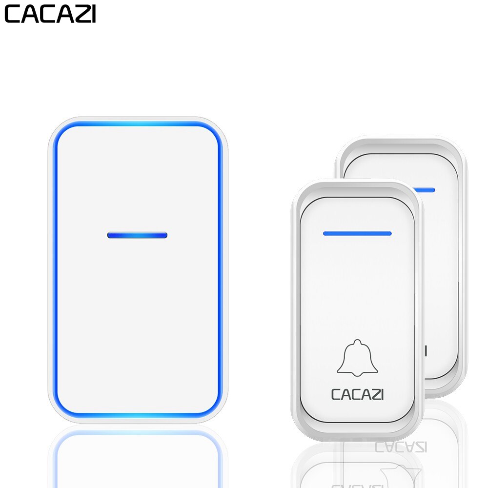 CACAZI Home Welkom Draadloze Deurbel Waterdicht 2 Knop 1 Ontvanger US EU UK AU Plug 300M Remote Call Deur bell Draadloze Chime