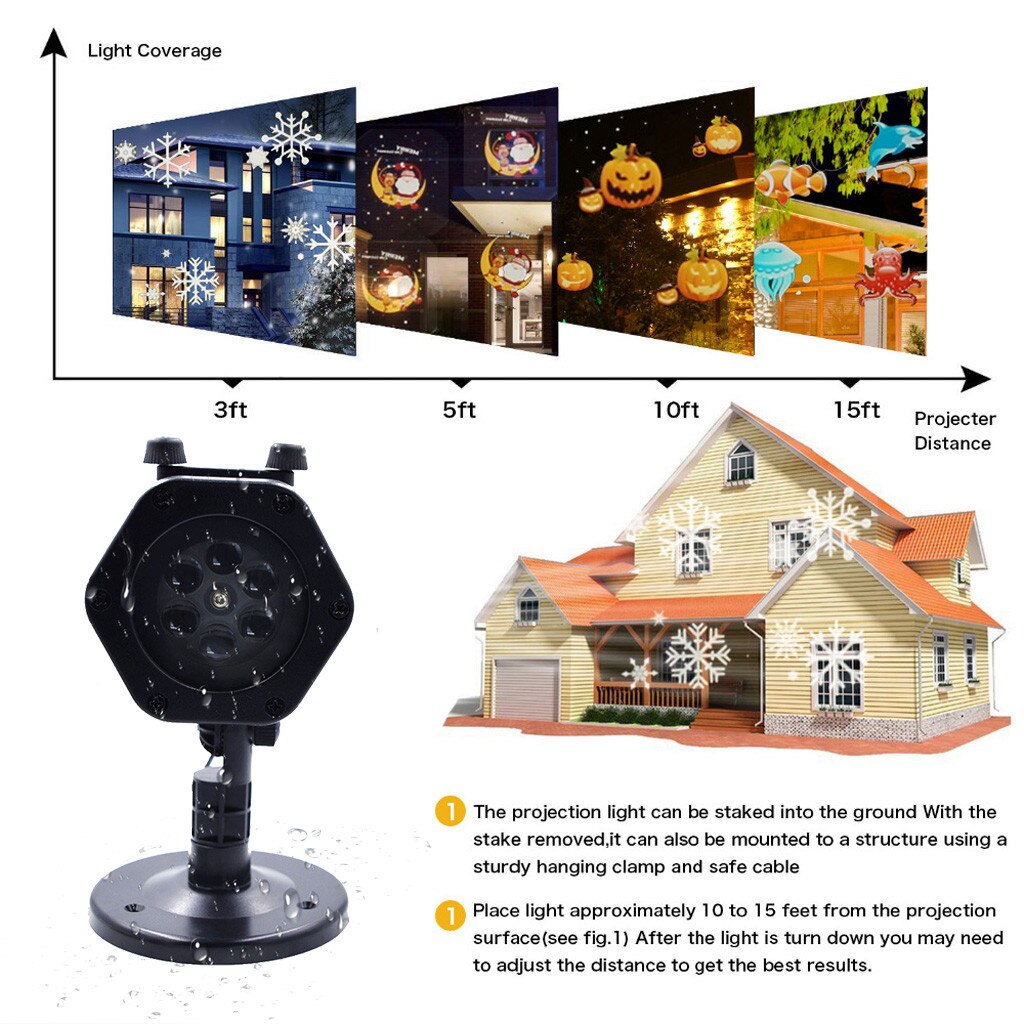 Ouhaobin Ip65 Led Party Geanimeerde Patroon Projector Kerst Halloween 12 Schakelbare Proyector De Uso Doméstico