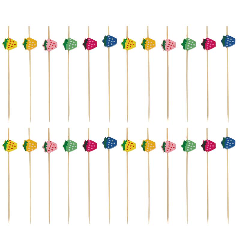 Palillos de madera desechables para comida, palillos de 12cm para cóctel, aperitivo y bebida, palitos de madera para mesa de , 100 Uds.: Strawberry