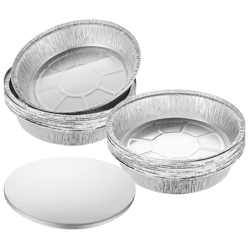 20pcs Aluminum Foil Pans Portable Pie Pans Steam Pans Food Containers with Lids for Baking Cooking