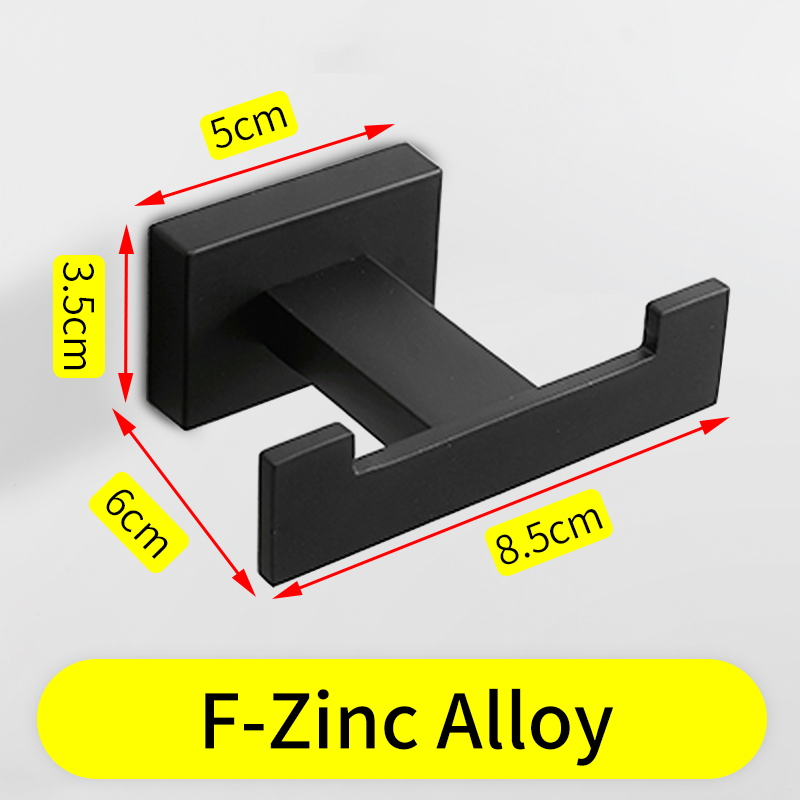 Kappekrok rustfritt stål baderomskrok svarte kroker for oppheng av håndklær veske lue kleskrok vegghenger maskinvare for bad: F-sink legering