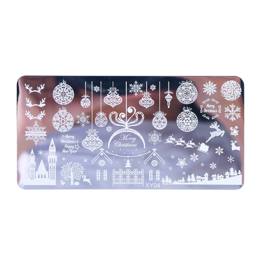 1 Uds. De placas de estampación de uñas, sellos de flores de Navidad, Animal Nail Art, estampado de imágenes, plantilla de Manicura, , plantilla para impresión JIXY01-08: XY04