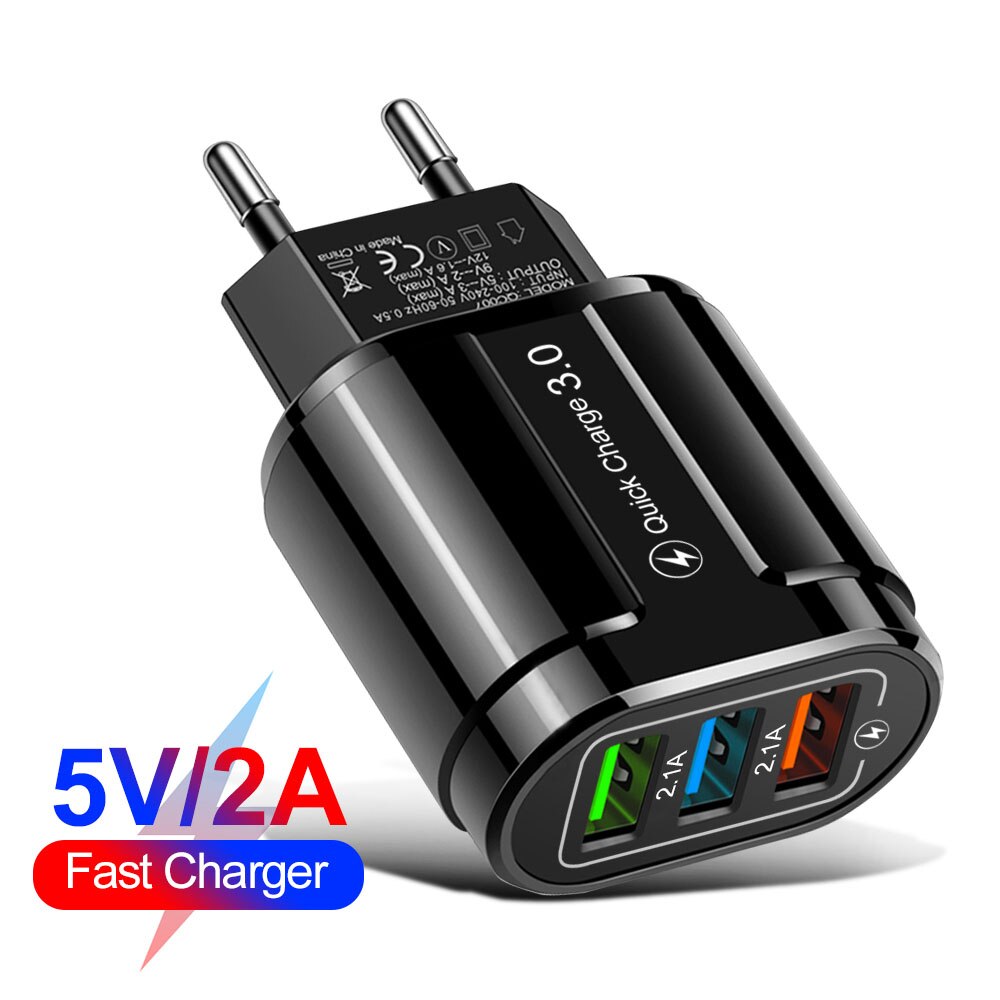 3USB Fast Charger Quick Charge Universal Wall Mobile Phone Tablet Chargers For Phone Charging Charger