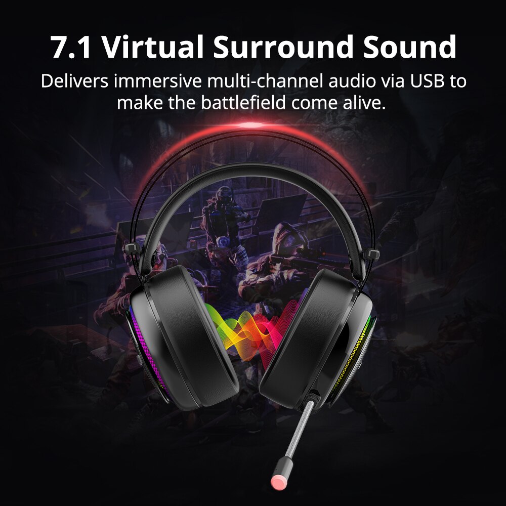 Tronsmart Glary Gaming Headset with 7.1 Virtual Surround Sound,50mm Audio Driver and Noise Cancelling Mic for several devices