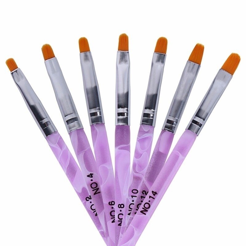 7Pcs Nail Art Schilderen Pen Borstel Gereedschap Set Acryl Tips Uv Builder Gel
