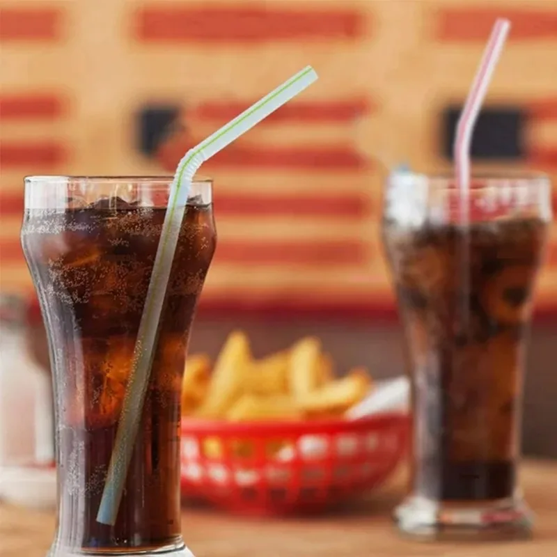 100Pcs Bendable Straws Disposable Colourful Black Straw Rietjes Milk Tea Bar Party Wedding Kitchen Accessories Drinkware 빨대