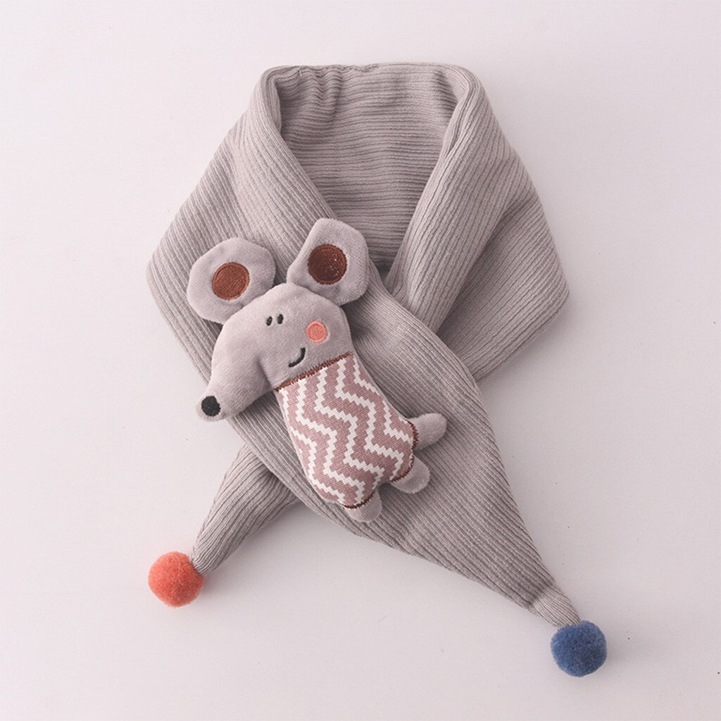 25 # meninos meninas crianças dos desenhos animados bonito xales cachecóis colarinho espessamento cachecol do bebê inverno lenço de algodão macio bandana outono presentes quentes: Gray 