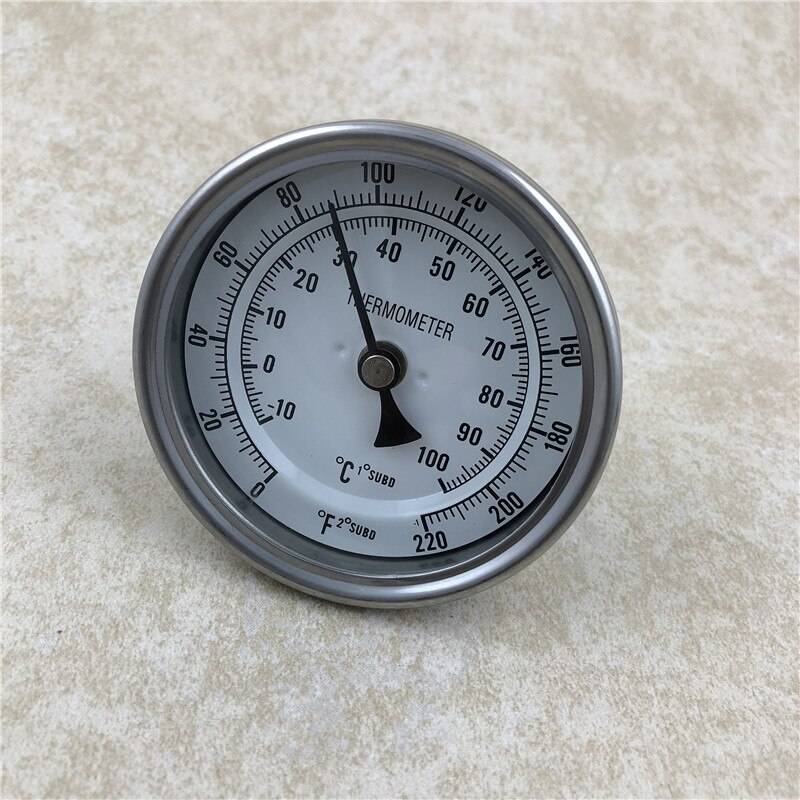 Hjemmebrygget 0 ~ 220f graders øltermometer , 3 " ansigt & 2 " sonde , 1/2 " mnpt, kedel svejsefrit bimetal termometersæt