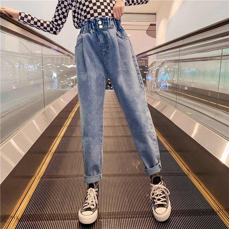 Jeans amples et décontractés pour enfants et adolescentes de 10, 12, 13, 14 ans, pantalons d'école, printemps, automne, 2022
