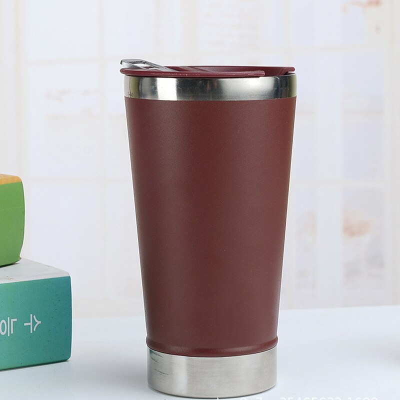 Creativity 304 Stainless Steel Beer Cup Thermos Cup With Bottle Opener 473ML Heat Preservation And Cold Preservation: Burgundy