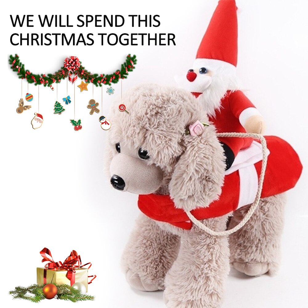 Pet Dog Christmas clothes Santa Claus Riding A Deer Jacket Coat Pets Christmas Dog Apparel Costumes for Big Dog or Small Dog