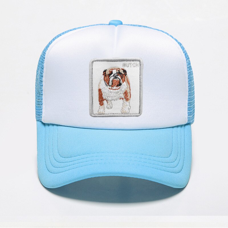 Mode Hond Bulldog Afdrukken Baseball Caps Mannen Vrouwen Hip Hop Caps Snapback Trucker Buiten Sport Verstelbare Ademend Mesh Hoed: color 15
