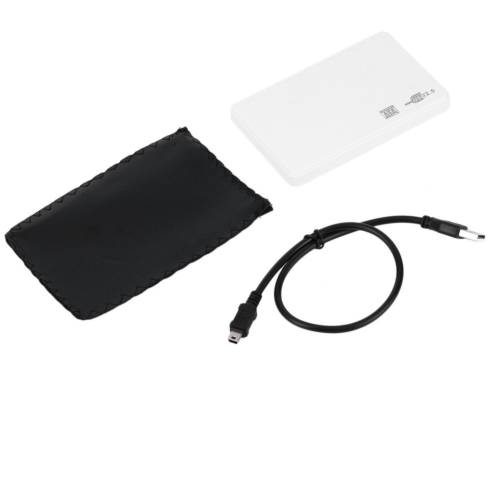 2.5 Inch USB HDD Case Sata to USB 2.0 Hard Drive Disk SATA External Enclosure HDD Hard Drive Box With USB Cable: White