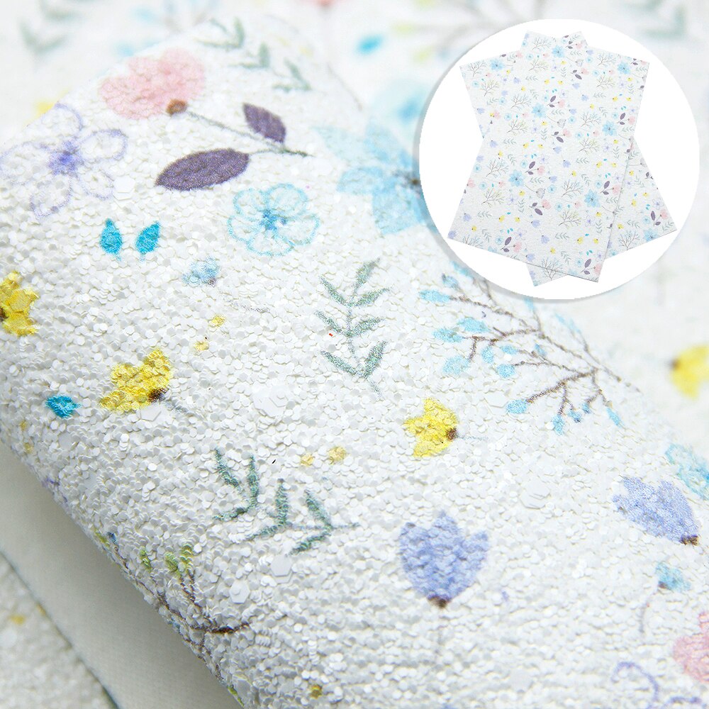 20*34cm sneblomst prikker chunky glitter uv printet kunstlæder stof plader til fremstilling af håndlavede øreringe sløjfer ,1 yc 8347: 1096068001