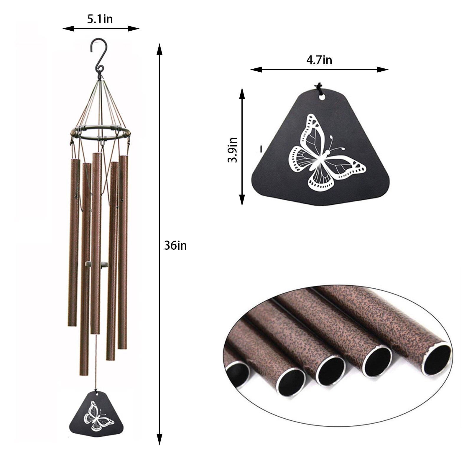 Tuin Decor Windgong Brengen Mooi Geluid Aluminium Buis Wind Chime Gedenkteken Sympathie Wind Chime Met S Haak