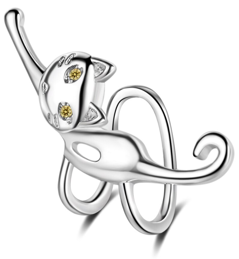 Leuke Kat Clip Op Oorbellen Voor Vrouwen Cz Wrap Cartilago 925 Sterling Zilveren Oor Manchet Mode Geen Piercing Sieraden Zonder gat: Default Title