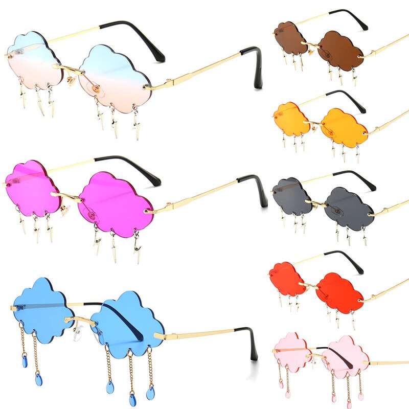 Randloze Zonnebril Vrouwen Vintage Wolken Tassel Steampunk Zonnebril Mannen Frameloze Punk Bril Shades UV400 Driver Bril