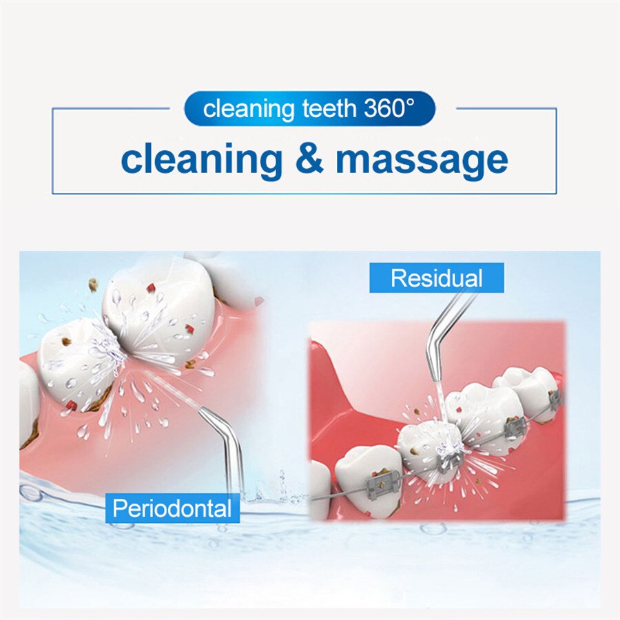 Oral Irrigator Nozzle USB Rechargeable Water Dental Flosser Tips Water Jet Cleaning Teeth Electric Portable