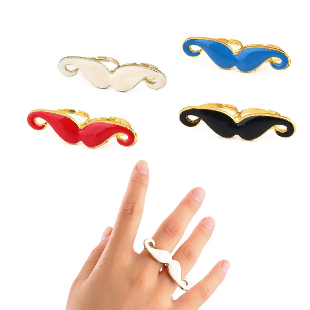 Vintage styr overskæg skæg overskæg to fingre justerbar dobbelt ring