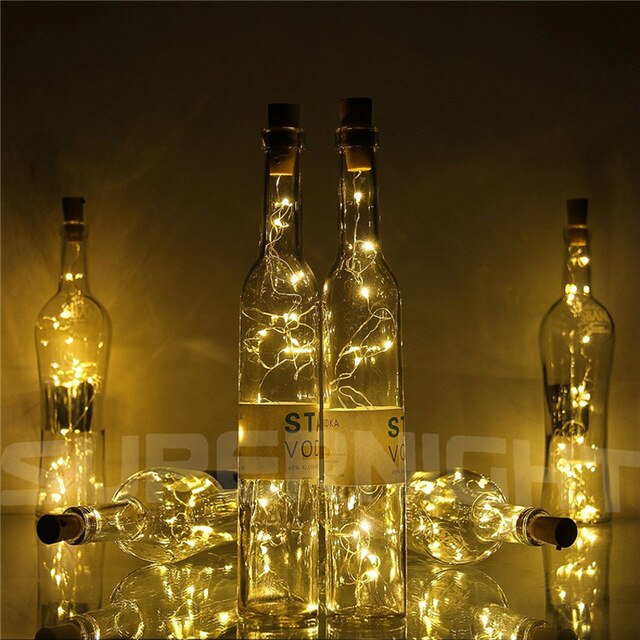 Guirlande Lumineuse avec bouchon de bouteille 2m 20leds En Forme De Liège de Bouteille de Vin Décoration de Lumières pour Alloween de Fête De De Noël