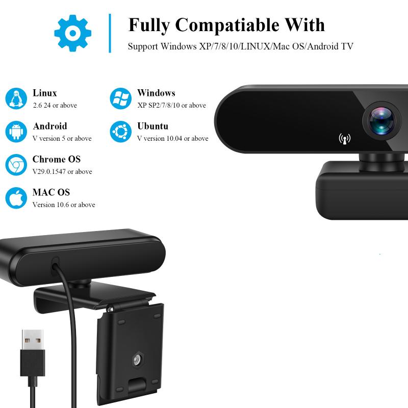 In Stcok 2K 4K Conference PC Webcam Autofocus USB Web Camera Laptop Desktop For Office Meeting Home With Mic 1080P HD Web Cam
