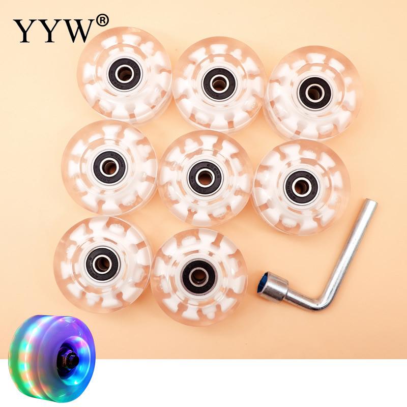 4pcs/Lot Flash Wheels PU Rubber Skate Wheels Luminated 82A Roller Skates With Ball Bearings Quad Double 2 Row Line Accessories