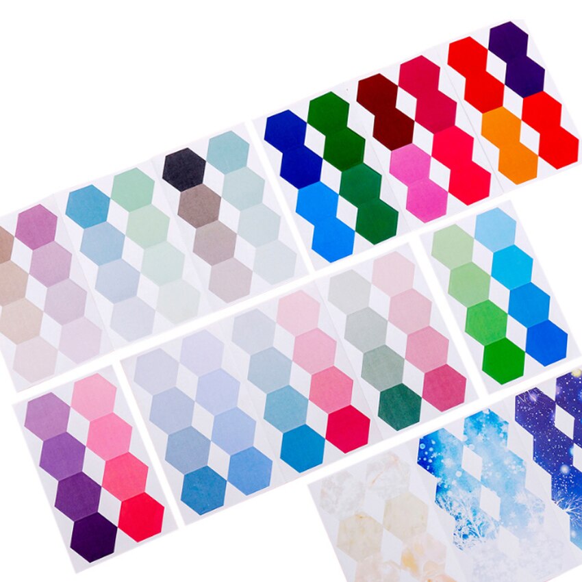 24pcs/pack Gradient Color Hexagon Index Classification Stickers Note Memo Stickers Study Office Supplies Sticky Notes
